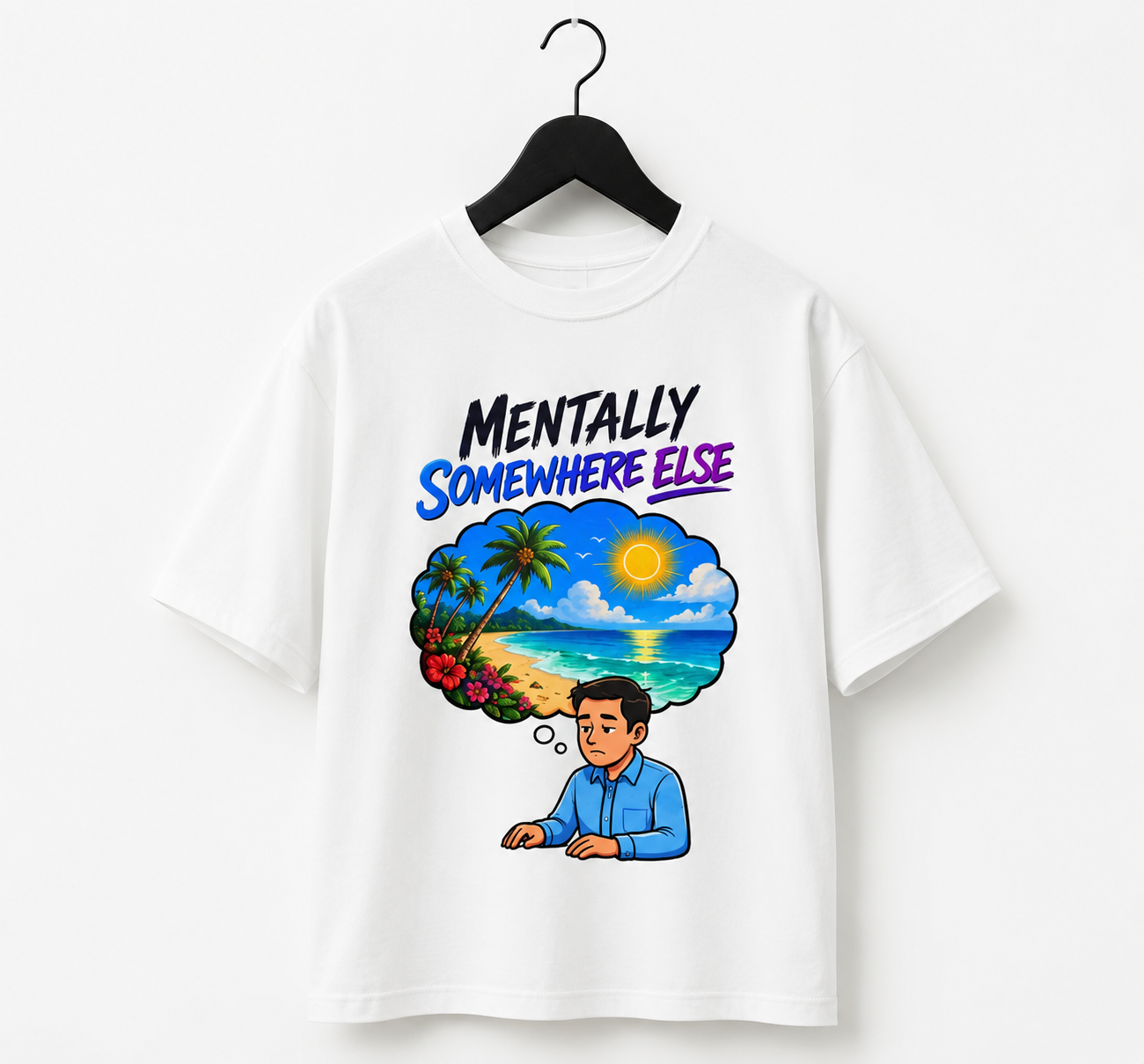 Bridgepoint Cloth graphic tee on a black hanger